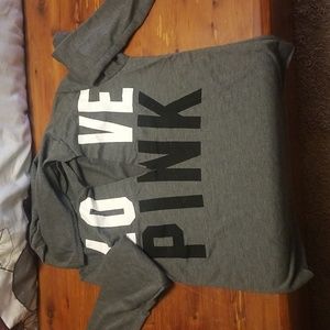 Neck Long Sleeve Hooded Tshirt